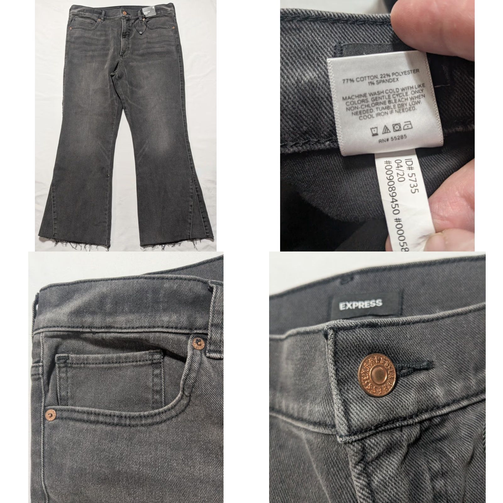 Express EXPRESS Cropped Flare High Rise - Women 14 Denim Jeans NEW Black 5-Pocket Dark Wash High Rise Womens Jeans Size 36" / US 14 / IT 50 - 8 Thumbnail
