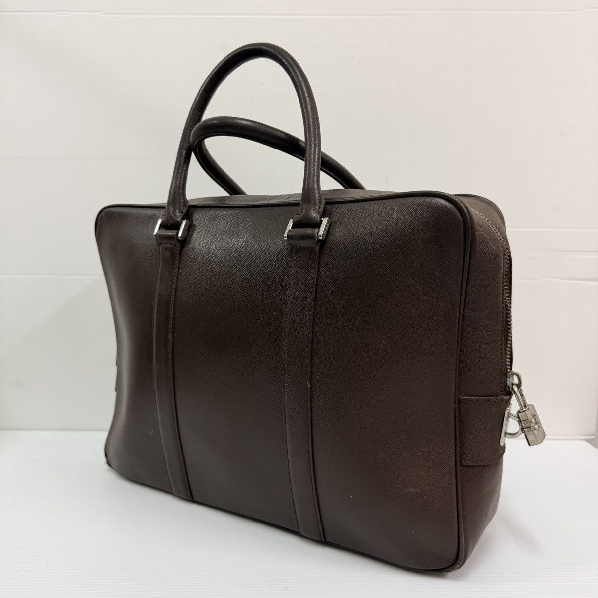 Prada Prada Brown Leather Saffiano Large Briefcase Bag Size ONE SIZE - 2 Thumbnail