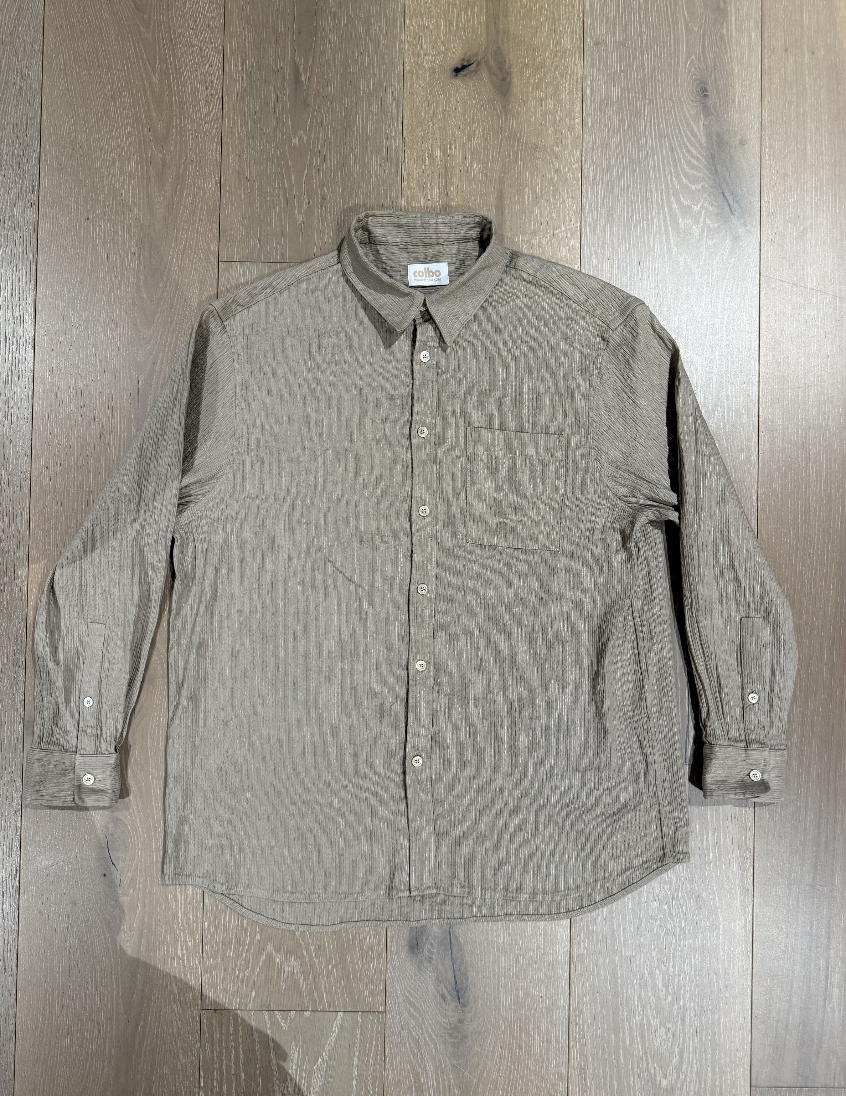 Colbo 💚 1/12 Colbo NYC Silk/Cotton TK Shirt Taupe Medium NEW Size US M / EU 48-50 / 2 - 4 Thumbnail