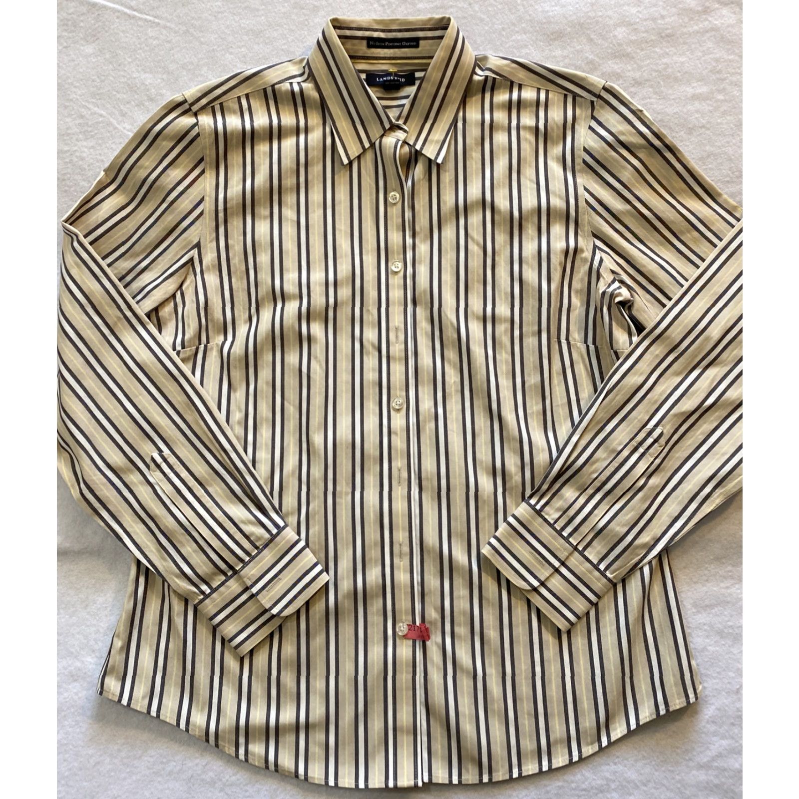 Lands' End Lands’ End Button-Up Shirt Women’s 10 Cotton Mauve Striped / 15-33 Regular Size Mauve Stripped Women Men’s? Wait. Size L / US 10 / IT 46 - 2 Thumbnail