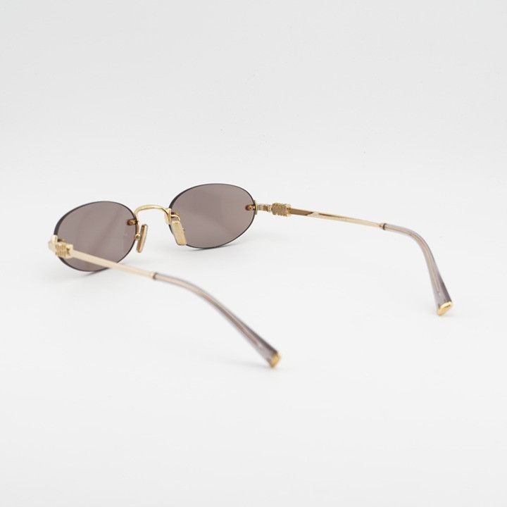 Miu Miu Miu Miu MUA54S 5AK20I Sunglasses Gold Oval Rimless Frame Size ONE SIZE - 5 Thumbnail