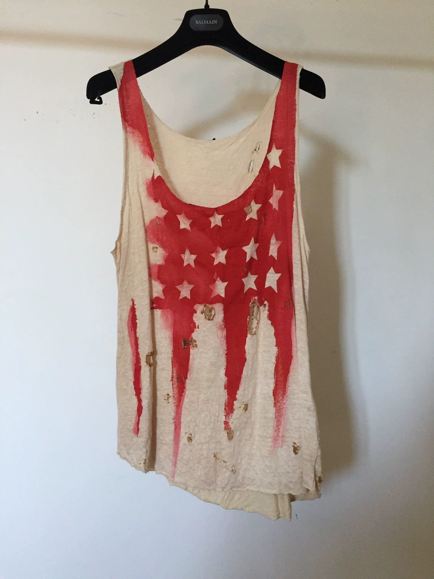 Balmain Balmain CD Archive Pin Distressed Burned Stars Stripes Tee Size XS / US 0-2 / IT 36-38 - 8 Thumbnail