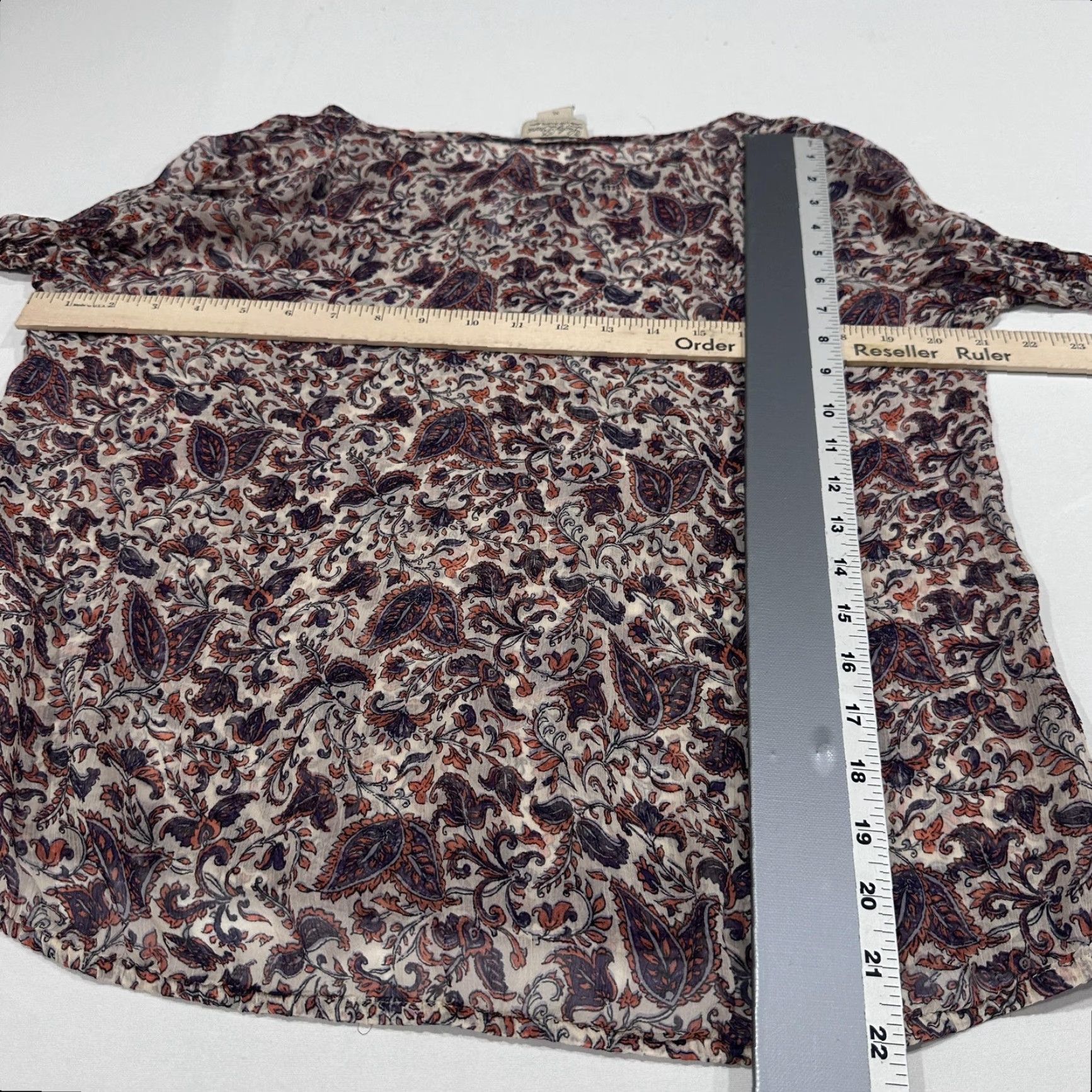 Lucky Brand Lucky Brand Blouse Womens XL Purple White Paisley Bell Sleeve Rayon Lightweight Boho Prairie Hippie Womens XL Bell Sleeve Lightweight Size XL / US 12-14 / IT 48-50 - 6 Thumbnail