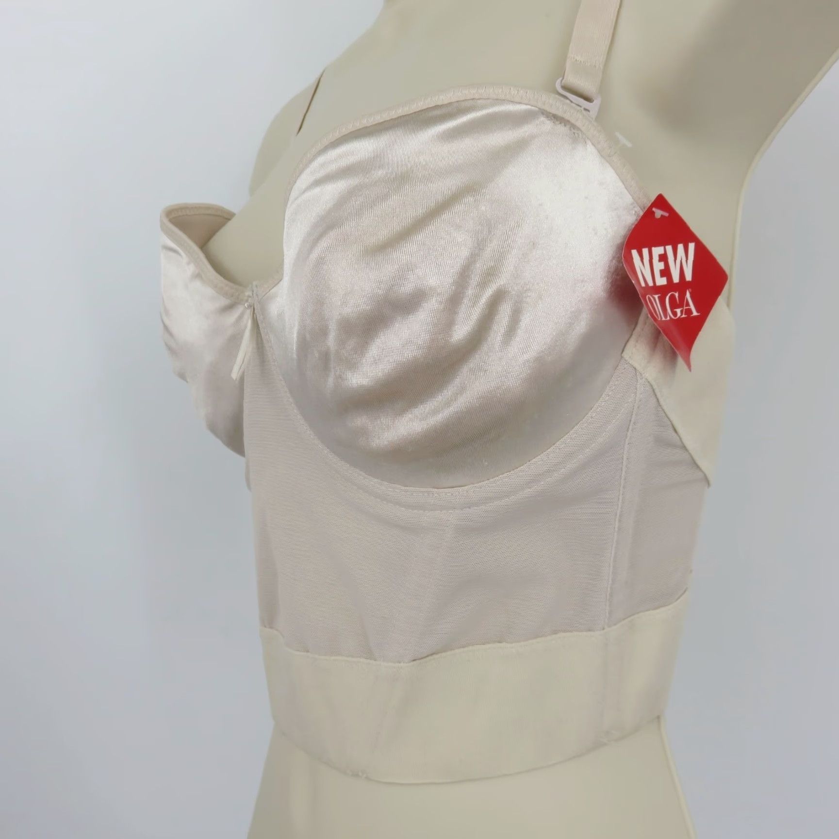 Vintage VTG Olga Longline Bra Solid Beige 34D 34 Underwire Lightly Lined NEW Women Size ONE SIZE - 5 Thumbnail