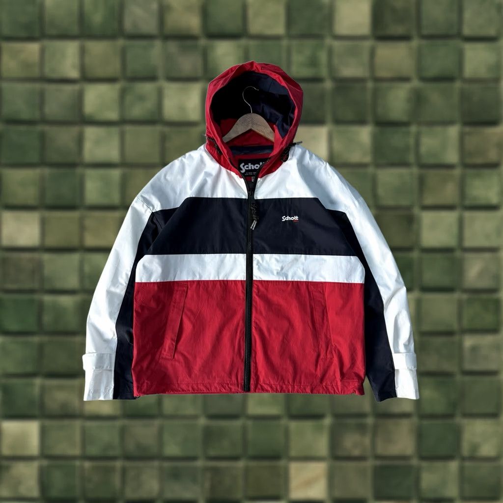 Schott VINTAGE Schott NYC Windbreaker Jacket Hooded Full Zip Mens M Blue Windbreaker Schott NYC Jacket 90s Retro Vintage Mens Size M Size US M / EU 48-50 / 2 - 1 Thumbnail