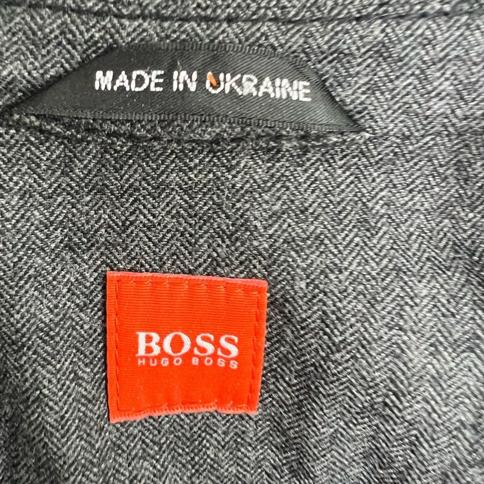 Hugo Boss 44R Hugo Boss Orange Men’s Jacket Gray Wool Blend Military Size 44R - 6 Thumbnail