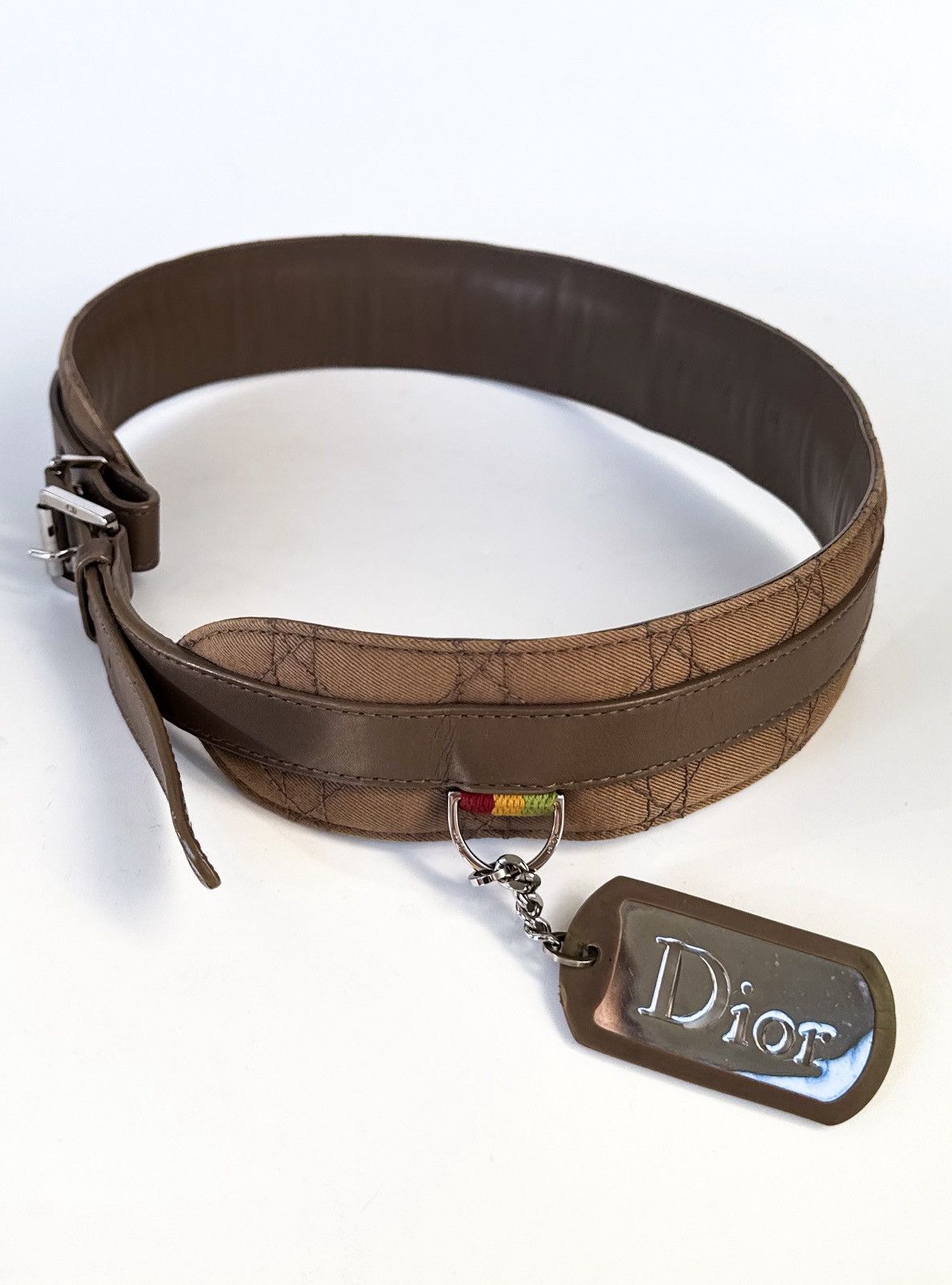Dior Christian Dior khaki olive brown belt quilted Cannage Size ONE SIZE - 7 Thumbnail
