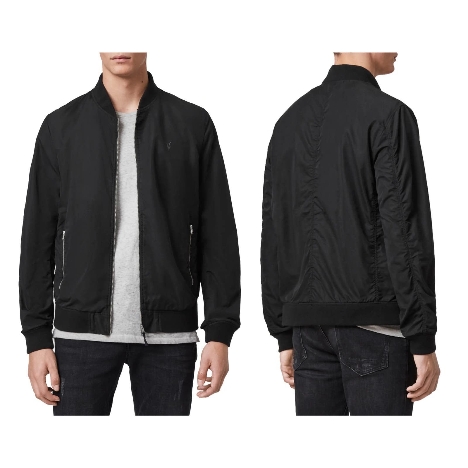 image of Allsaints Men's Bassett Bomber Jacket Size X-Large in Black