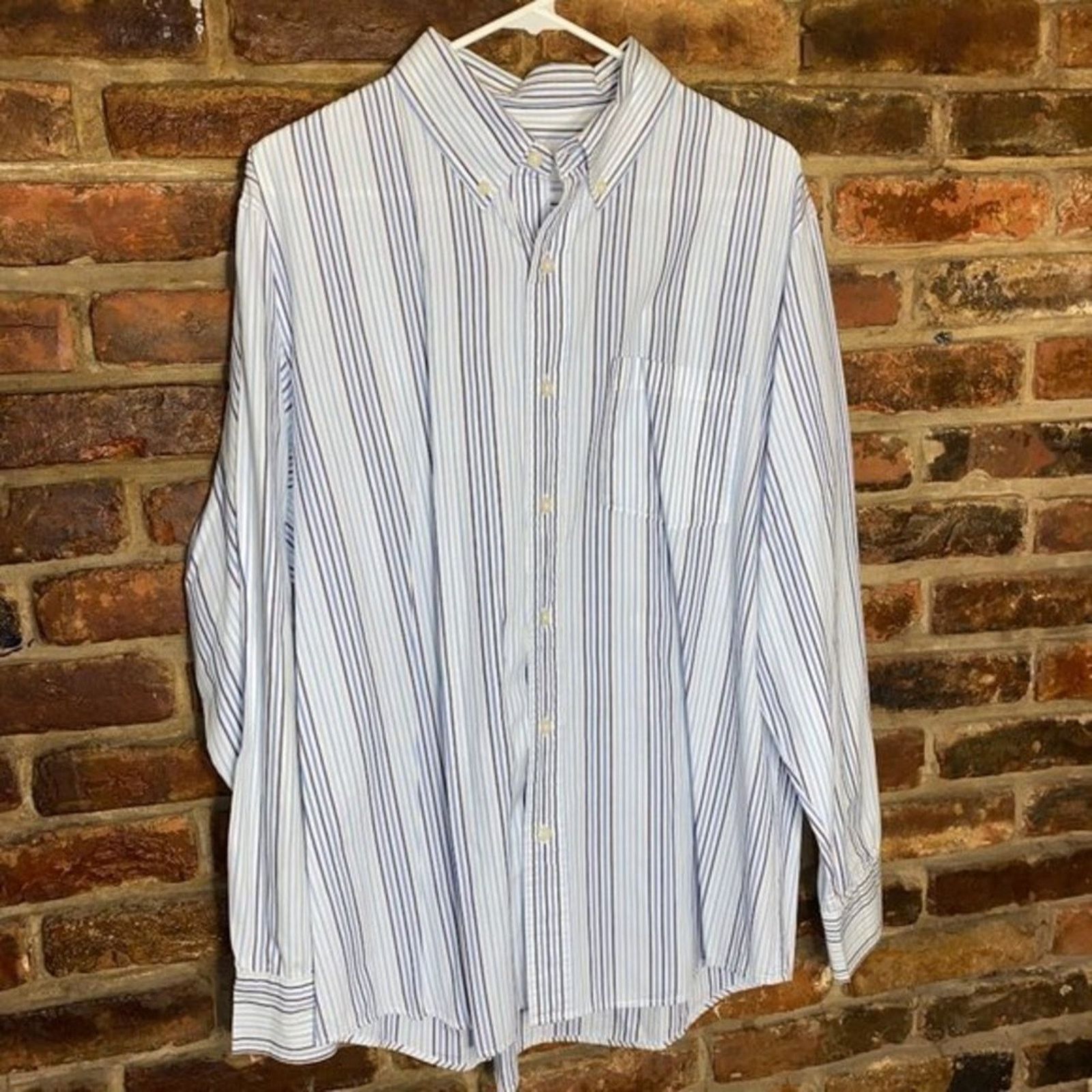 Sonoma Sonoma White Blue Stripe Long Sleeve Button Down Shirt Large Size US L / EU 52-54 / 3 - 1 Thumbnail