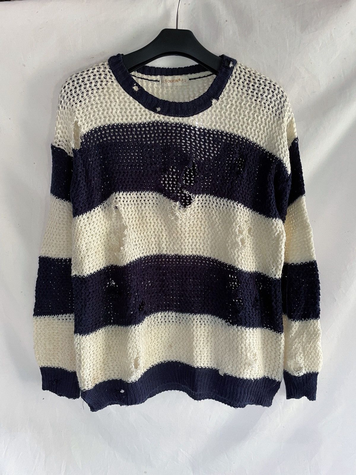 Yasuyuki Ishii JAPANESE DISTRESSED CREATORE STRIPED KNIT Size US S / EU 44-46 / 1 - 1 Thumbnail