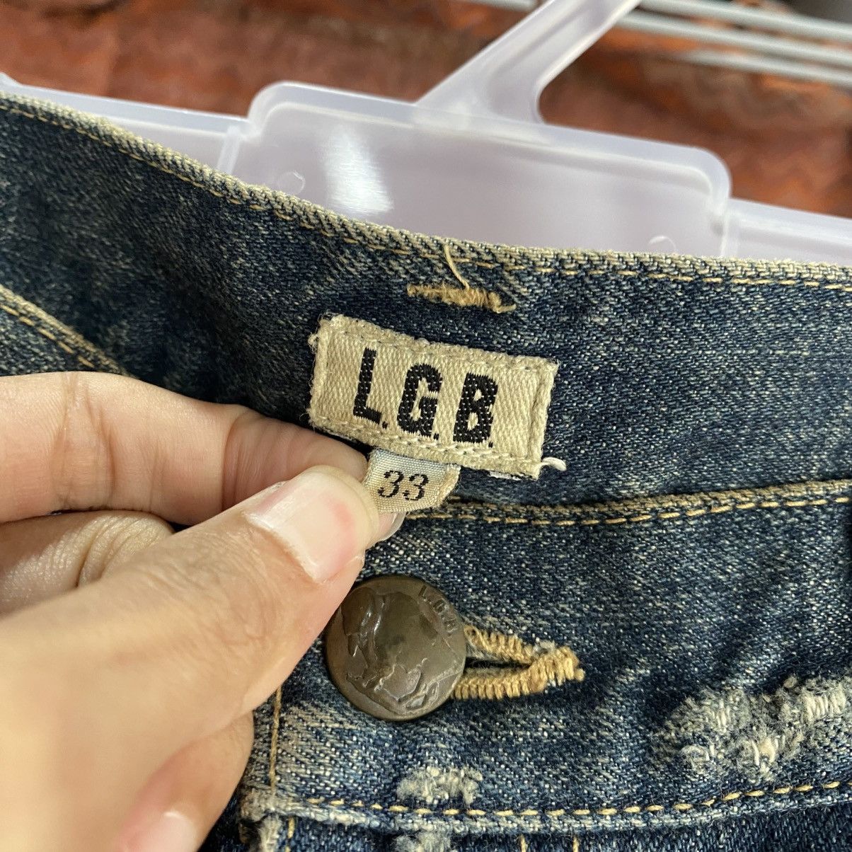 Le Grande Bleu (L.G.B.) LGB Distressed Blue Denim Jeans | Vintage Wash Ripped Style Size US 33 - 13 Thumbnail