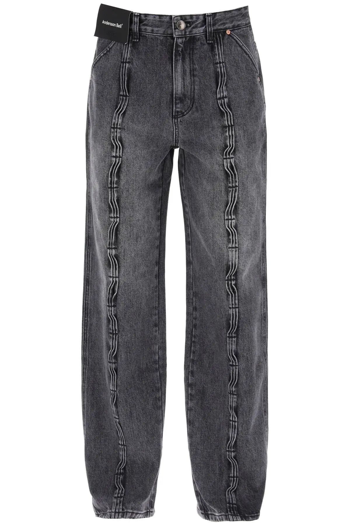 image of Andersson Bell O1S22I1N0224 Wave Wide Leg Jeans In Grey, Men's (Size 31)