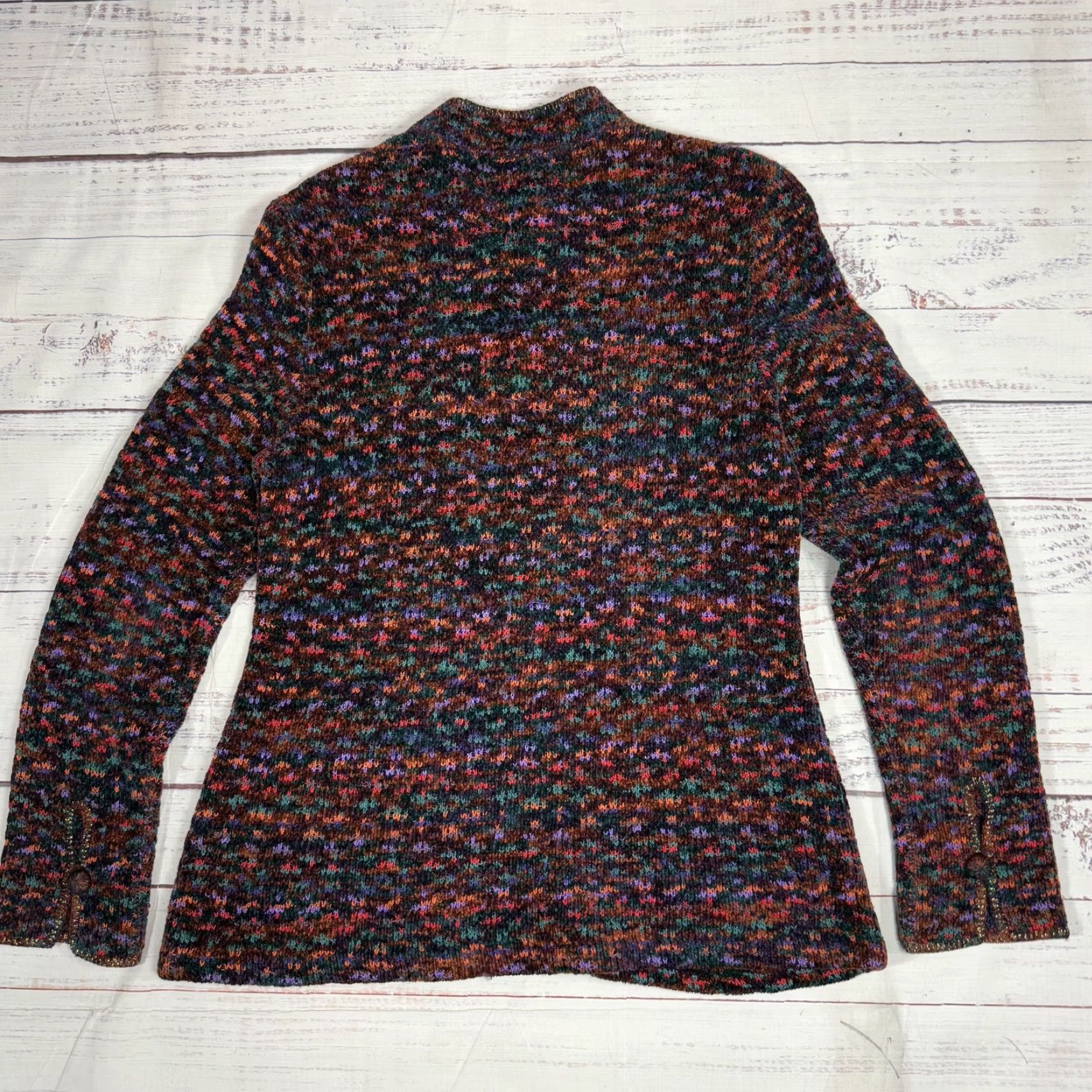 Vintage Brenda French for French Rags Cardigan Sweater Red and Purple Womens Sz 2 Long Sleeve Knit Lurex Rayon Zip Up Size XS / US 0-2 / IT 36-38 - 4 Thumbnail