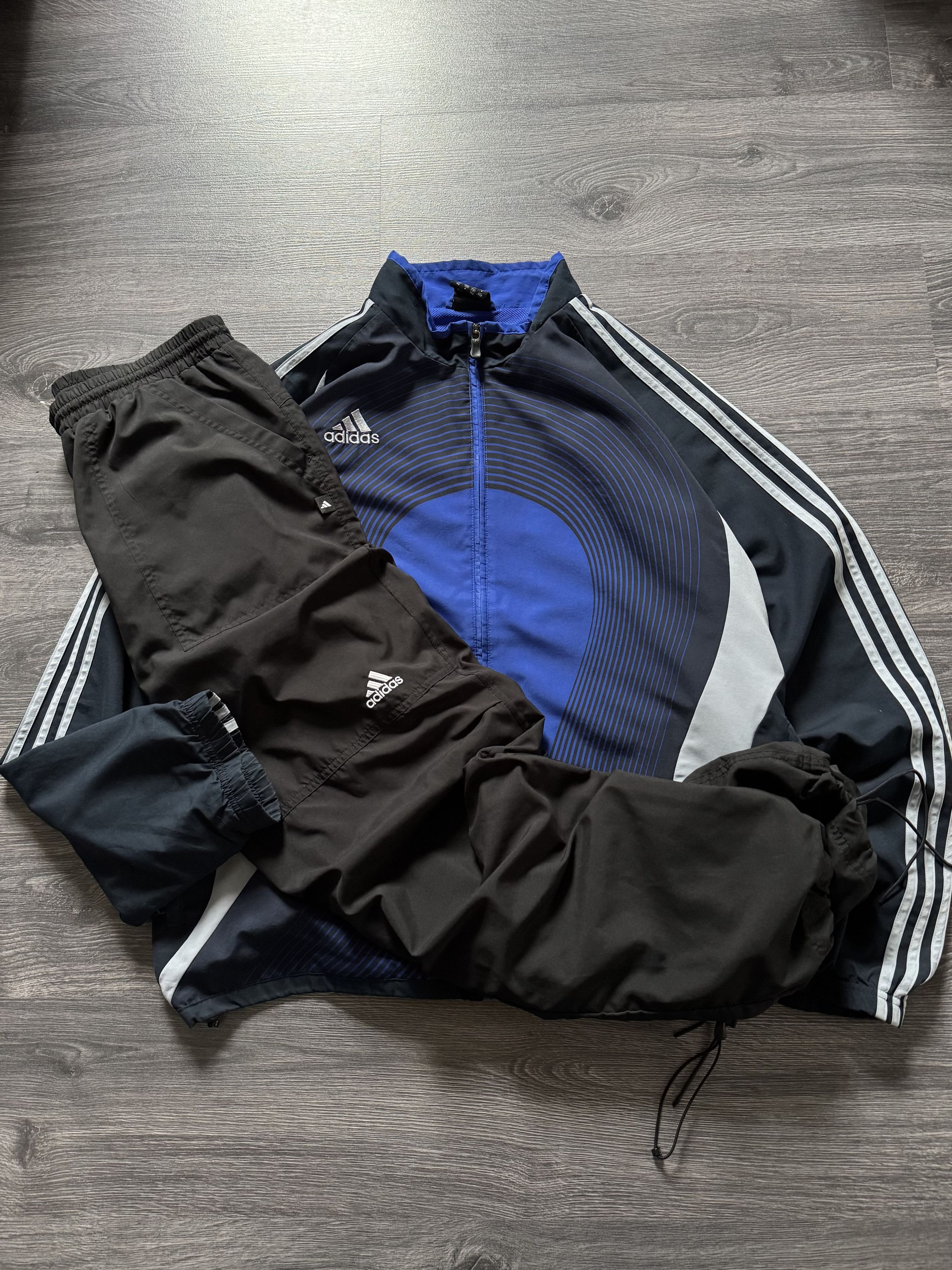 Adidas Vintage 00s Adidas Baggy Track Suit Windbreaker + Pants Size US XXL / EU 58 / 5 - 1 Thumbnail