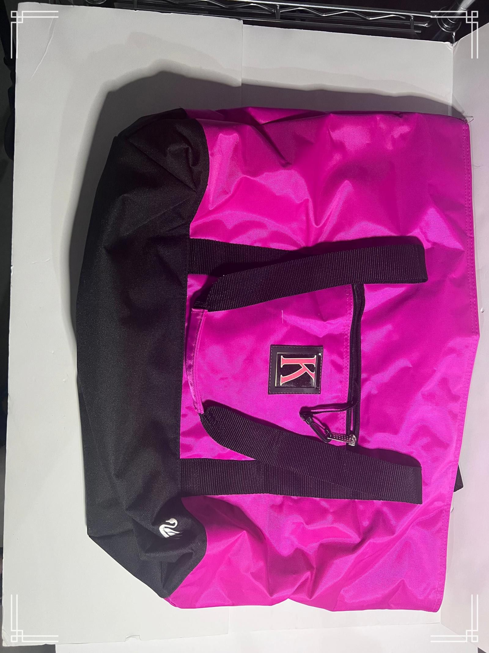 Designer Pink and Black Nylon Tote Bag with Zipper Closure Size ONE SIZE - 1 Thumbnail