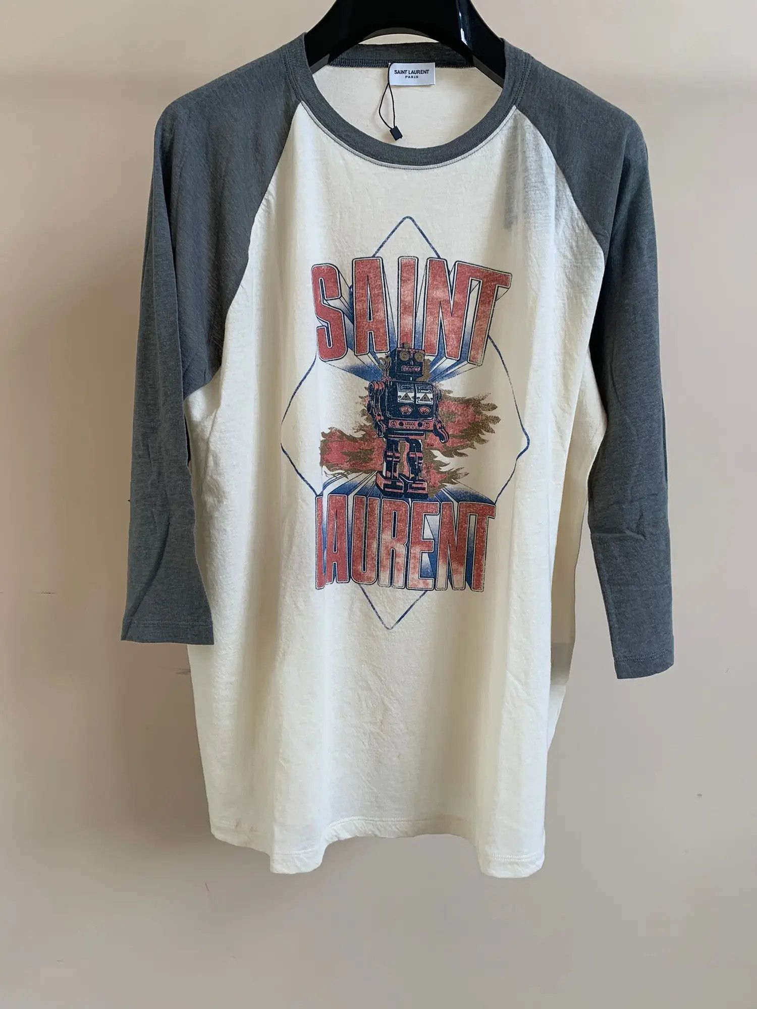 Saint Laurent Paris o1rshd1 Robot 3/4 Logo Tee in Multicolor Size US M / EU 48-50 / 2 - 2 Thumbnail