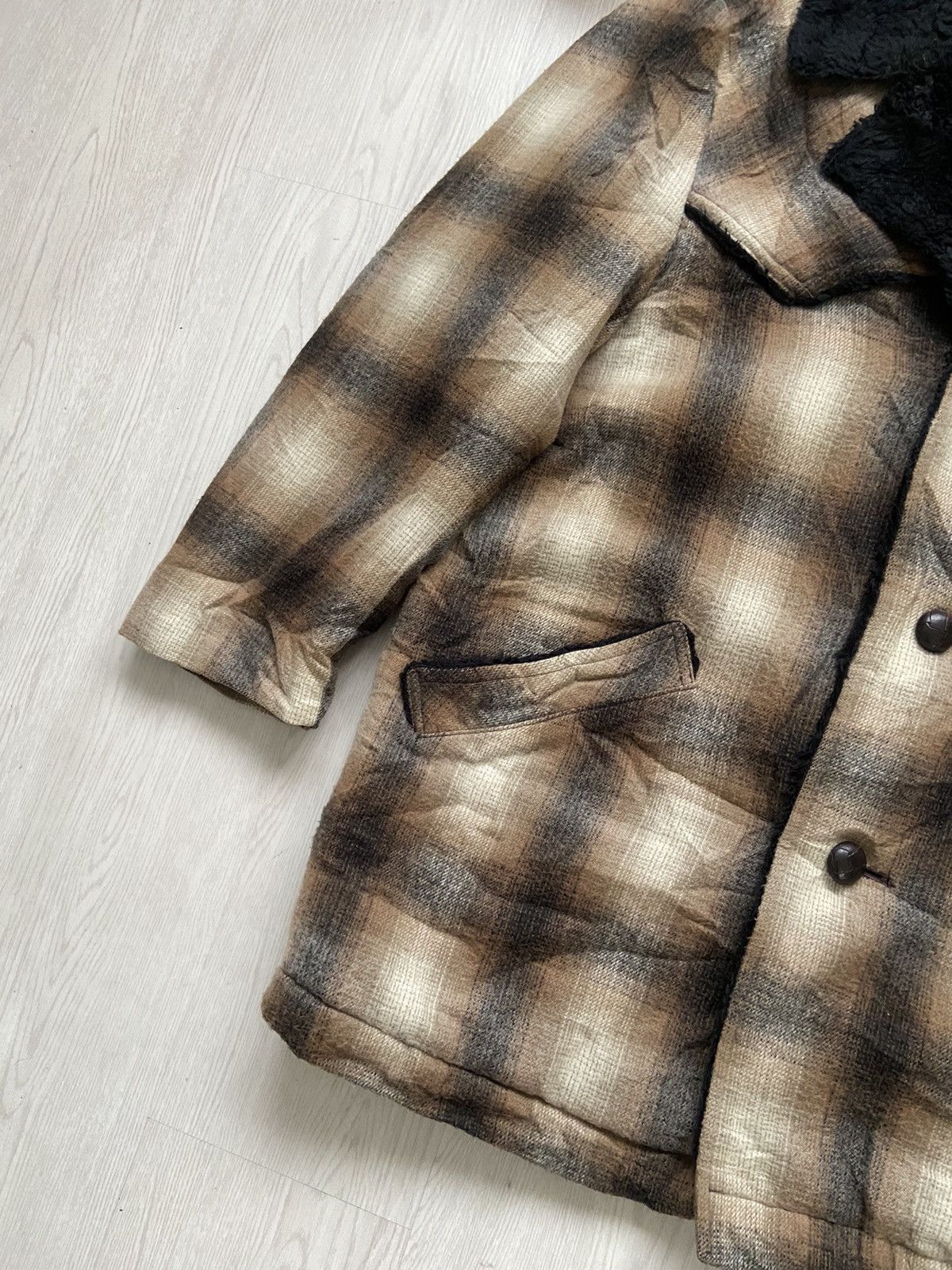 Wrangler Vintage 1990’s Wrangler Shadow Plaid Sherpa Jacket Size US M / EU 48-50 / 2 - 3 Thumbnail