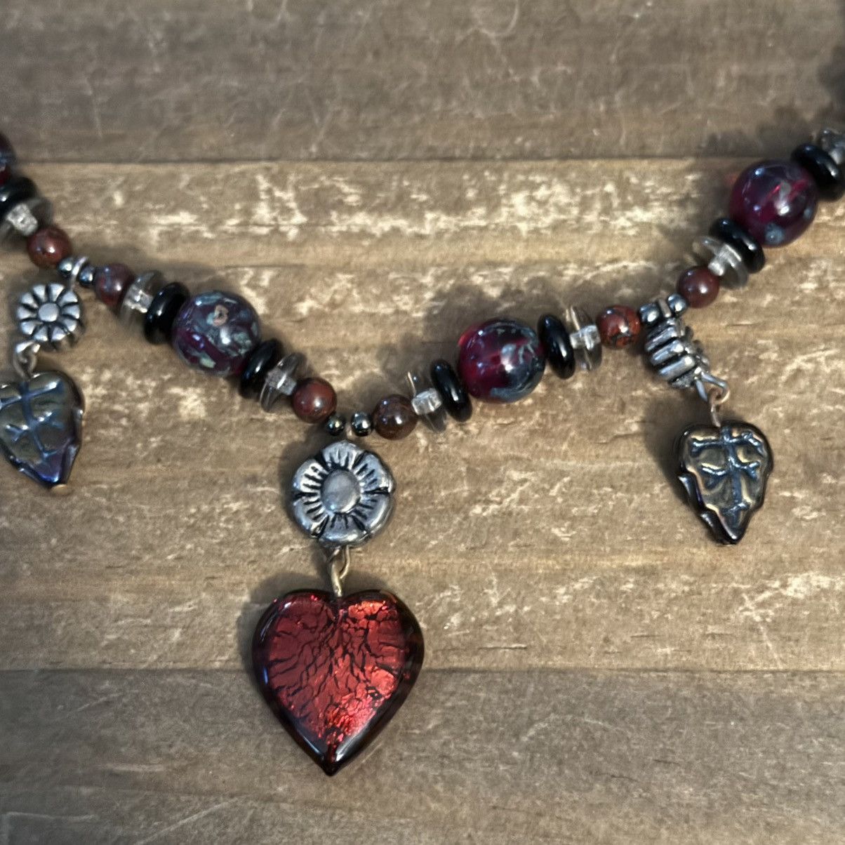 Other Colorful glass bead hearts and flower charms necklace Size ONE SIZE - 4 Thumbnail