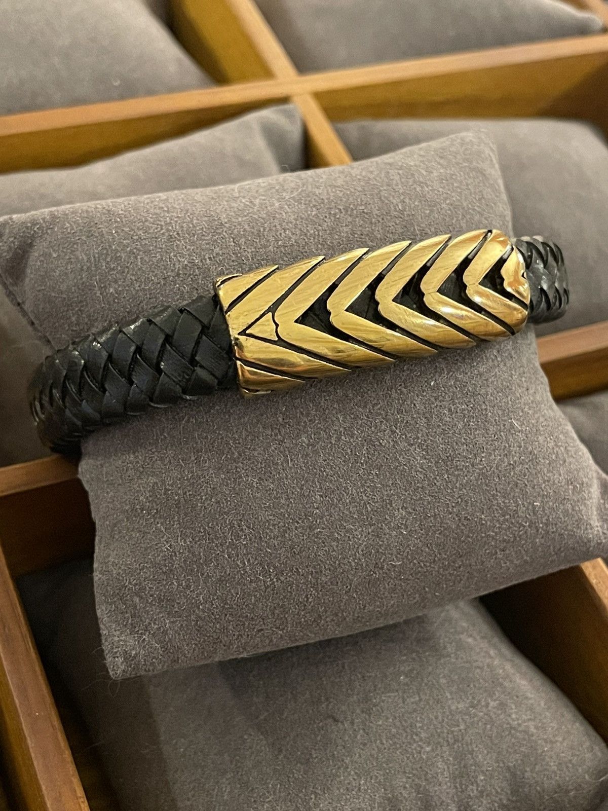 Other Gold Stainless Steel and Leather Bracelet Size ONE SIZE - 1 Preview
