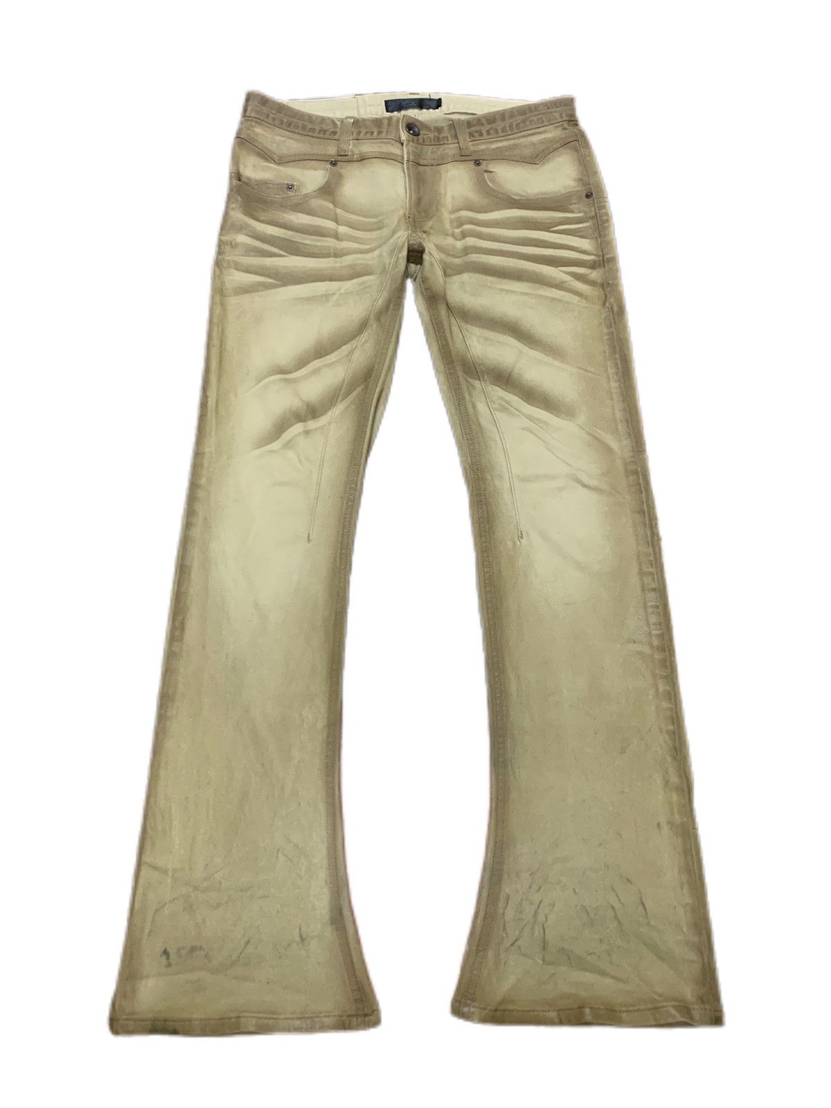 image of Jack Rose x Le Grande Bleu L G B Super Sick Flare Waxed Dirty Style Luv Maison in Beige (Size 34)