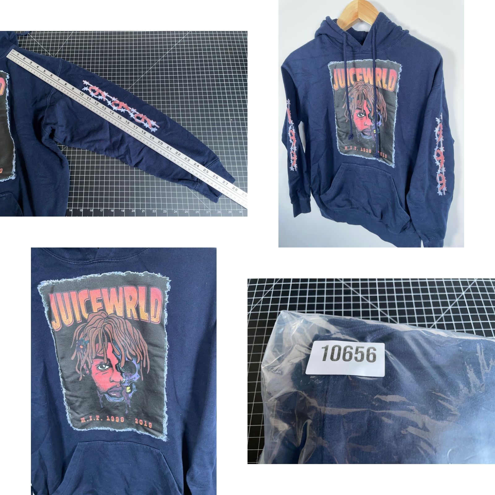 Vintage VINTAGE Juice Wrld RIP Hoodie Sweatshirt Mens Medium Dark Blue 999 Rap Hip Hop Music Heavyweight Pockets Pullover Crew Neck Cotton Blend Cotton Fleece Size US M / EU 48-50 / 2 - 8 Thumbnail