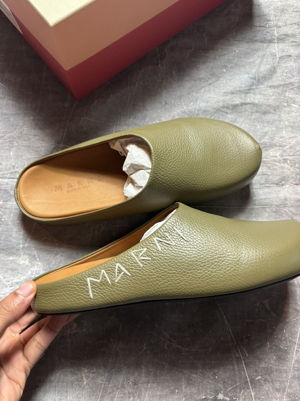 Marni Marni Embroidered Logo Sabot in Olive Size US 12 / EU 45 - 2 Thumbnail