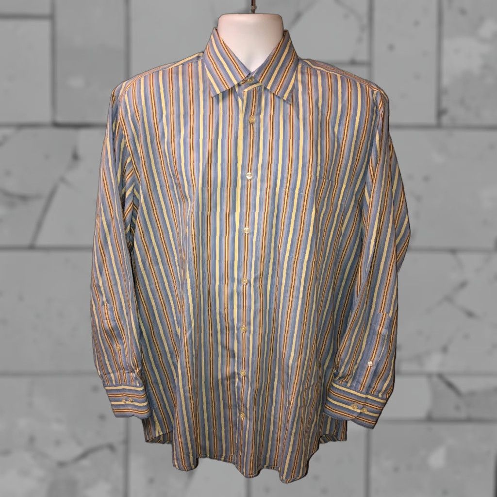 Peter Millar Peter Millar Mens Striped Long Sleeve Button Front Shirt M Multicolor Button-Up Shirt Mens M Size US M / EU 48-50 / 2 - 1 Thumbnail