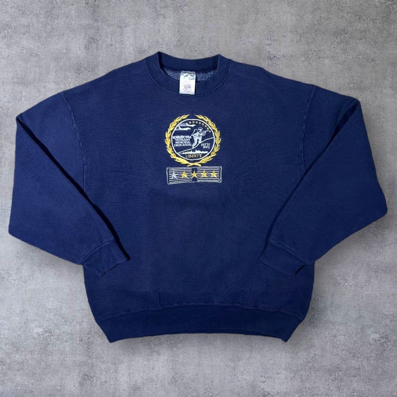 Fruit Of The Loom VINTAGE Korean War Veterans Memorial 1995 Embroidered Navy Blue Sweatshirt Large Mens Size US L / EU 52-54 / 3 - 2 Thumbnail