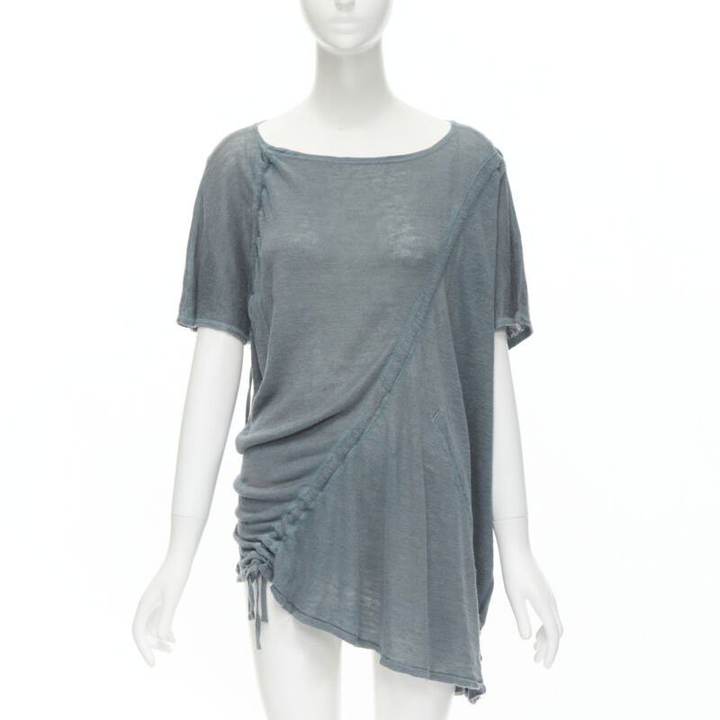 Issey Miyake ISSEY MIYAKE 1980's Vintage teal blue diagonal bias drawstring sweater M Rare Size M / US 6-8 / IT 42-44 - 1 Thumbnail