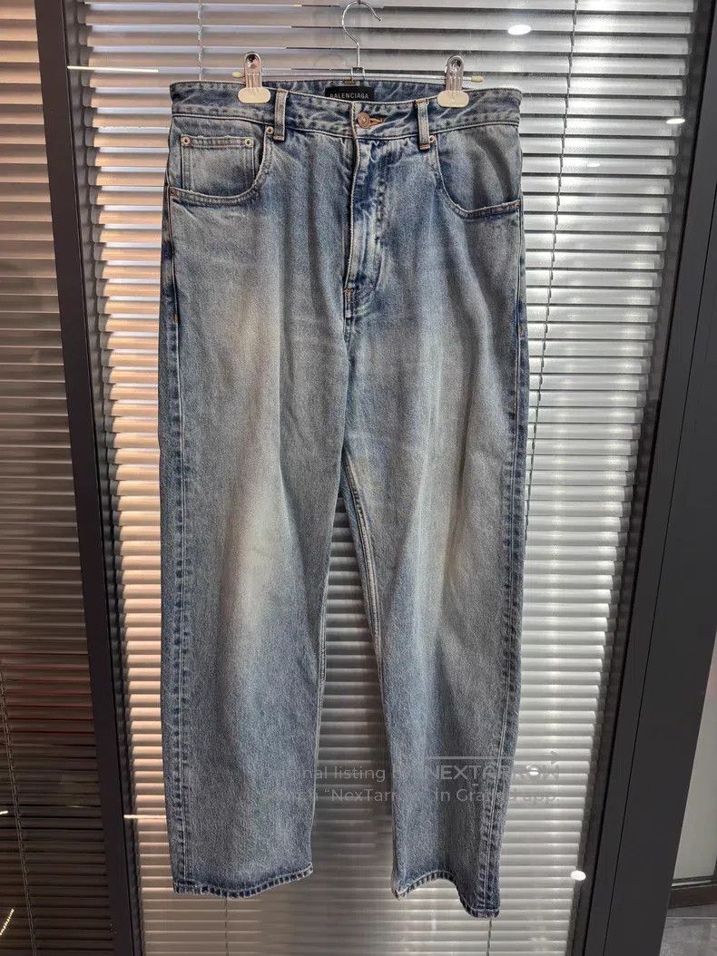 Balenciaga Balenciaga size S Washed Effect Mid-Rise Straight-Leg Jean Size US 27 - 1 Thumbnail