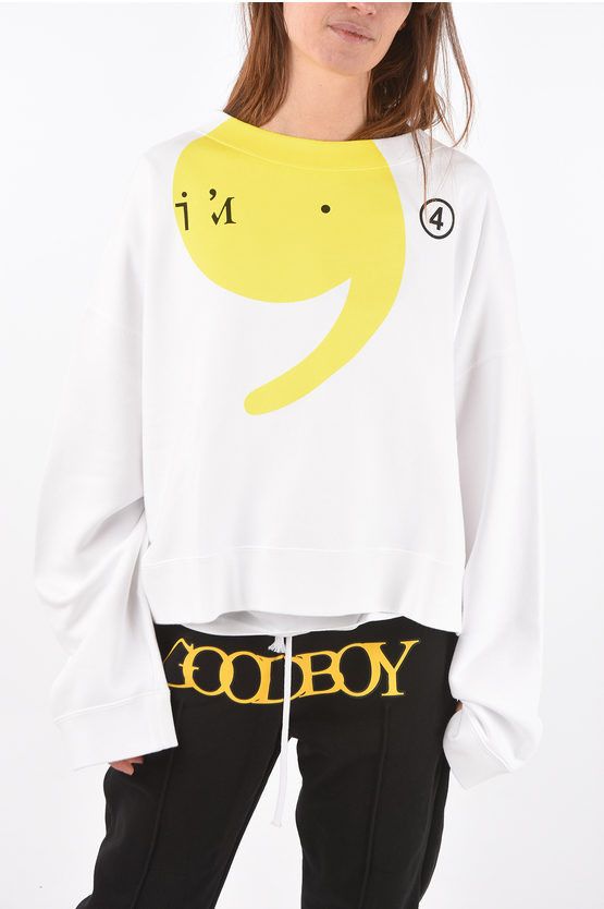 image of Maison Margiela Mm1 Oversized Sweatshirt With Print in White, Women's (Size Medium)