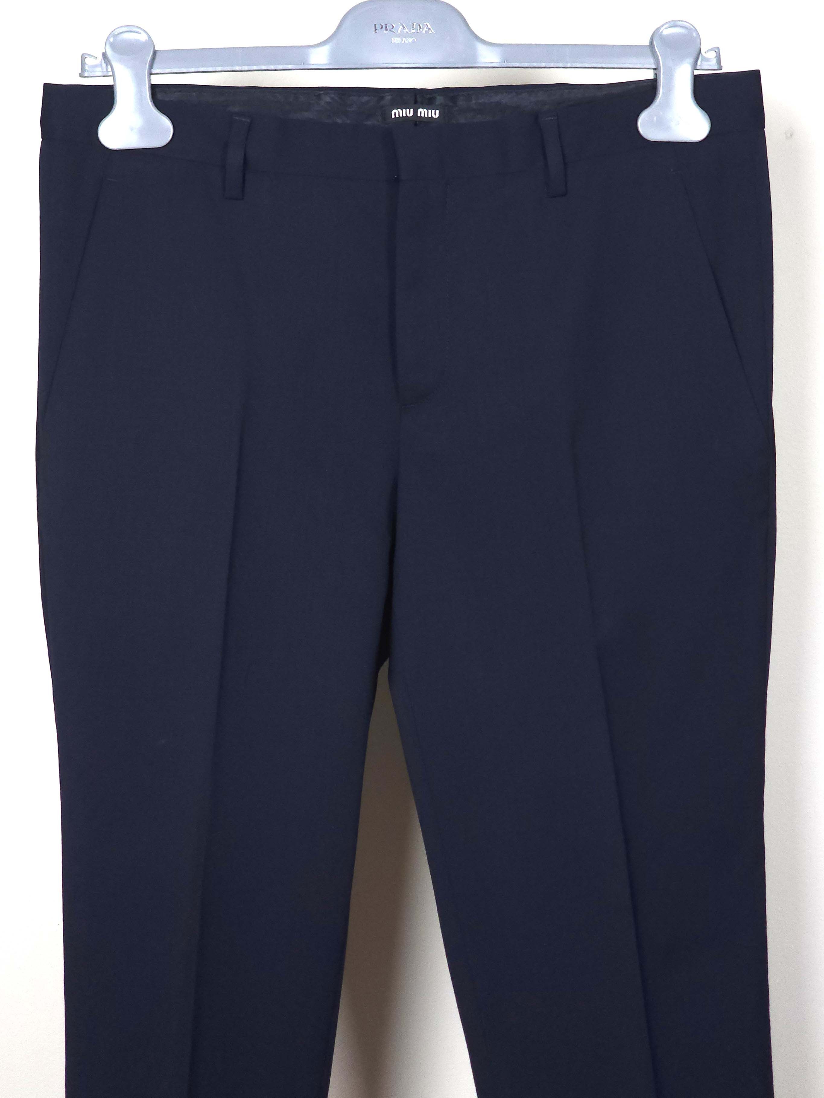 Miu Miu Navy Virgin Wool Pants IT46/US32 Size US 32 / EU 48 - 2 Thumbnail