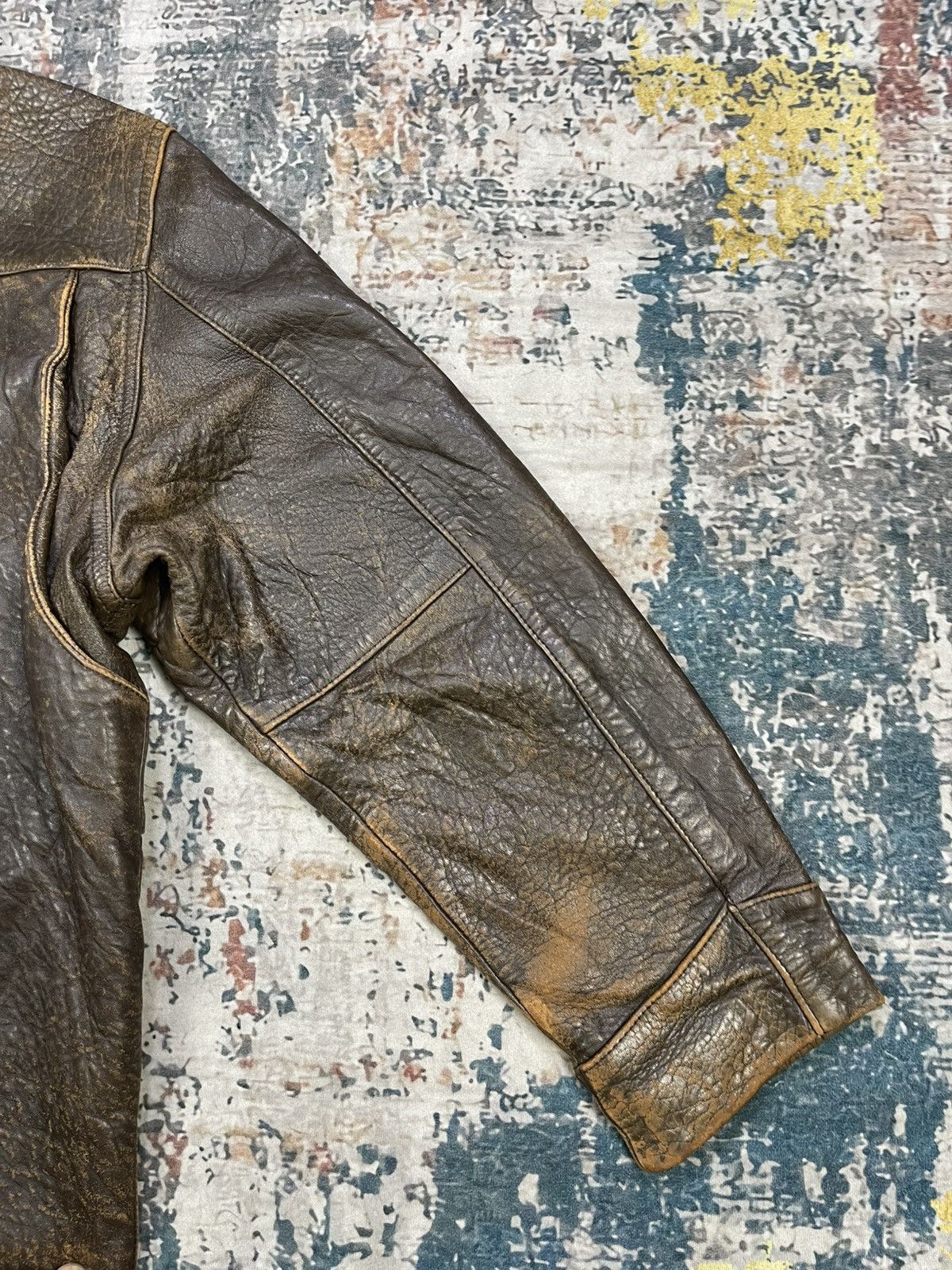 Genuine Leather Vtg Composition Distressed Lamb Skin Leather Jacket Size US L / EU 52-54 / 3 - 4 Thumbnail