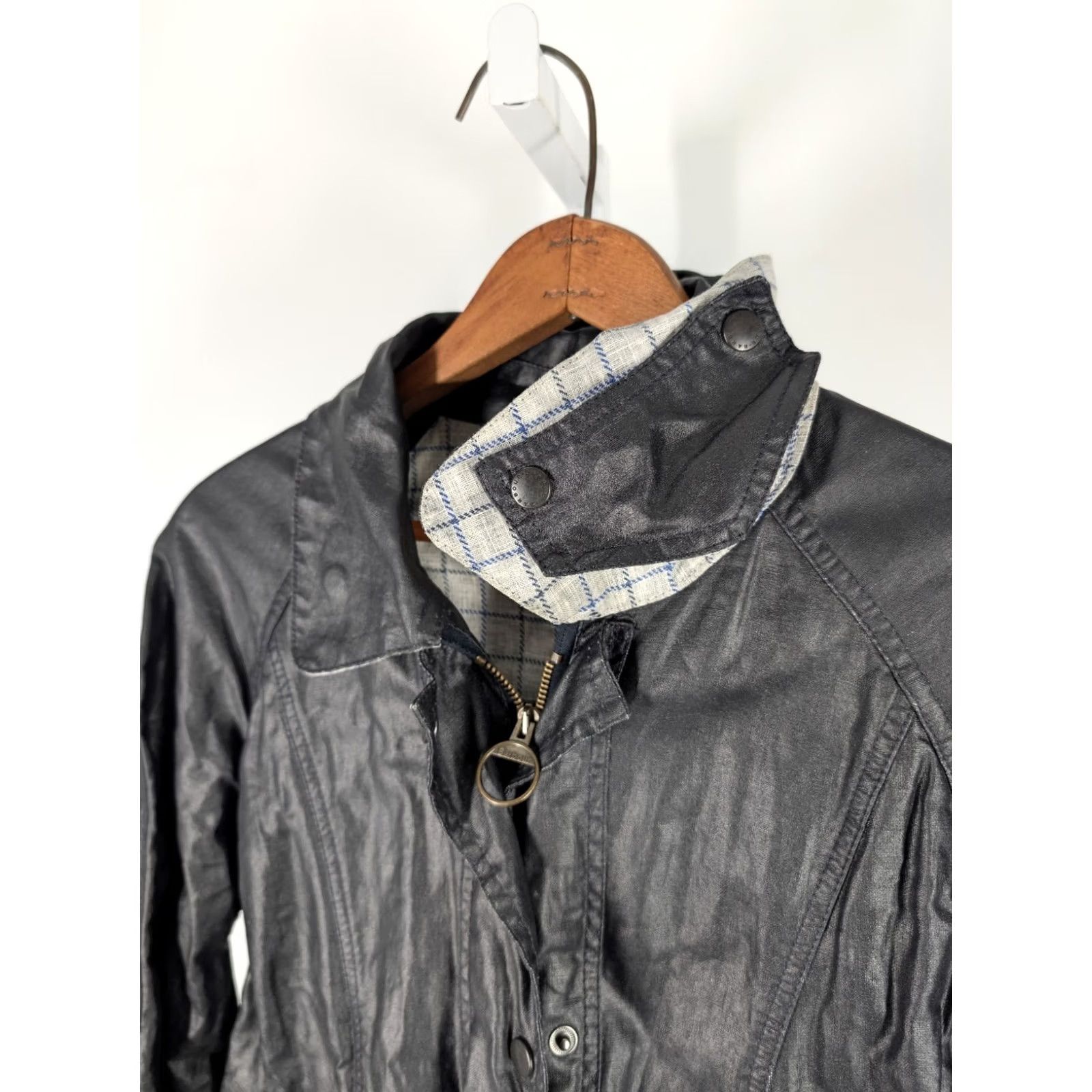 Barbour Barbour Duralinen Tattersall Jacket Womens UK 14 US 10 Black Coated Linen Field Jacket LCA0049NY71 Water Resistant Lightweight Mens? No Size L / US 10 / IT 46 - 6 Thumbnail