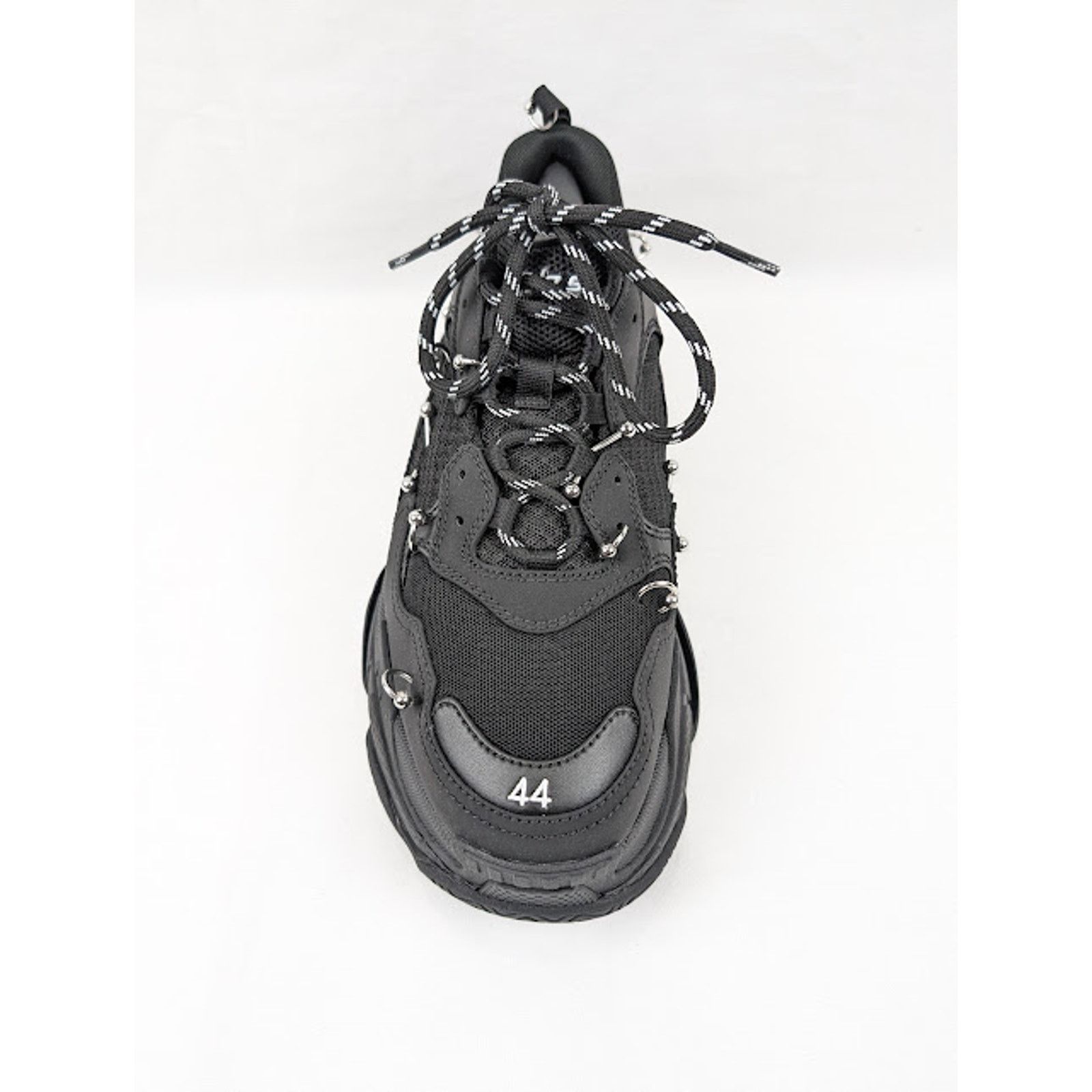 Balenciaga o1rshd1 Triple S Soccer Sneakers in Black/Silver Size US 13 / EU 46 - 7 Thumbnail