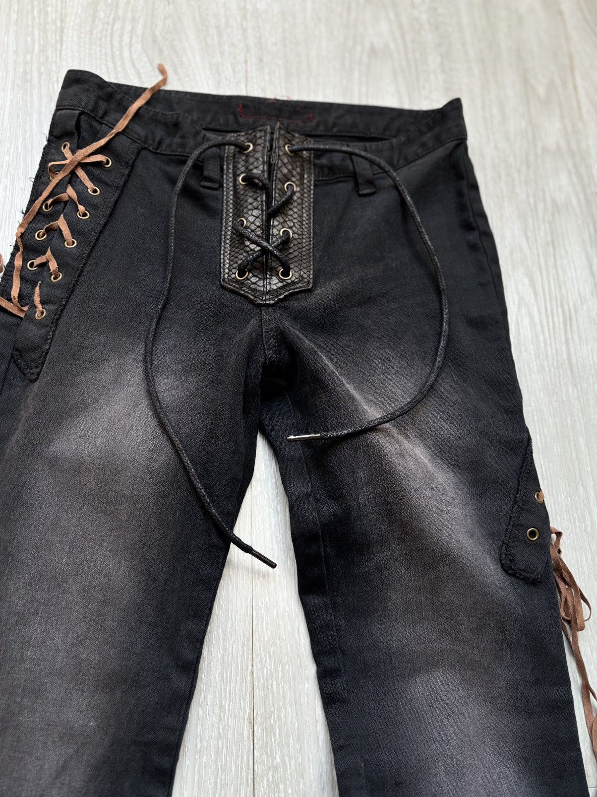 Japanese Brand Vertgarments lace-up flare jeans Size US 26 / EU 42 - 2 Thumbnail