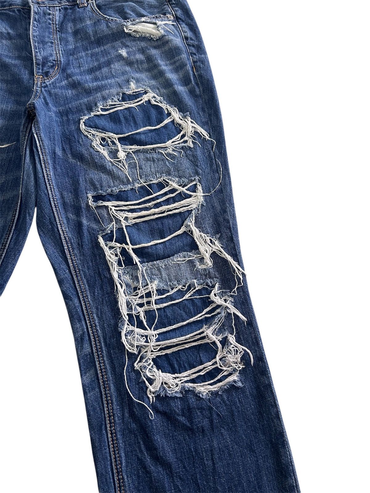 Japanese Brand × Vintage 💥Vintage Japanese Denim Ripped Jeans Size US 37 - 8 Thumbnail
