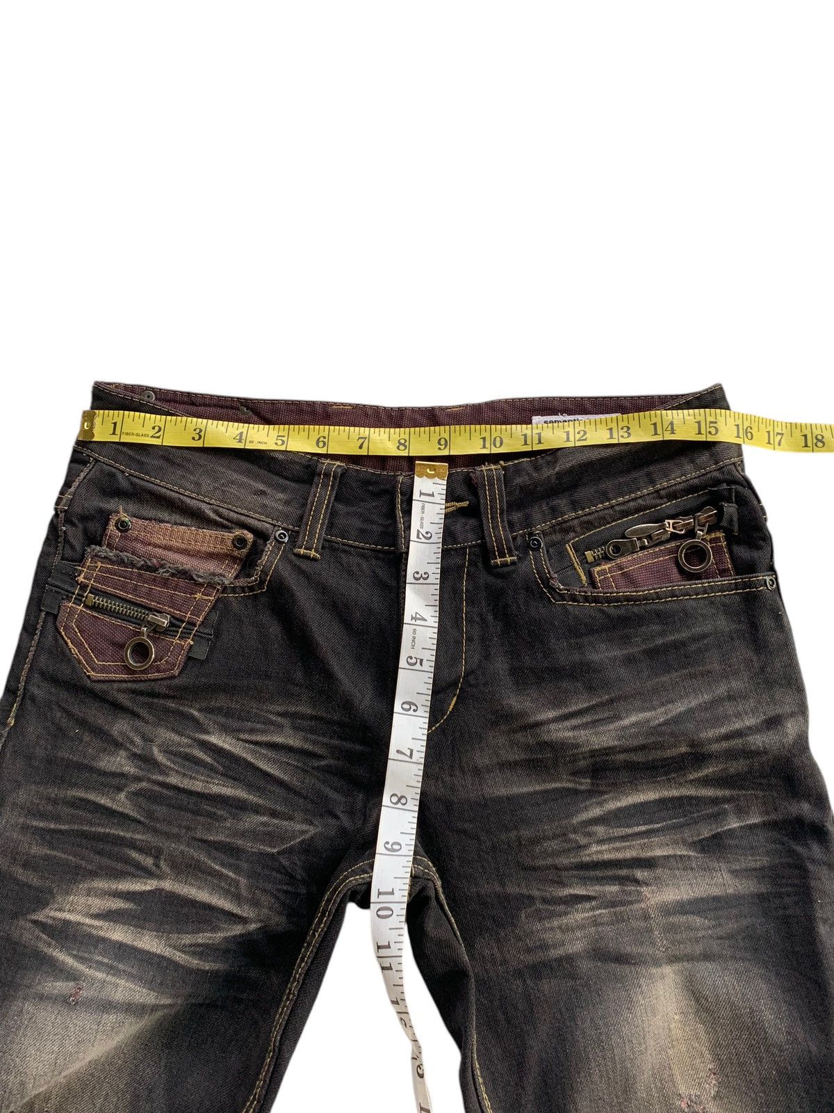 semanticdesign FLARE💥 SEMANTIC DESIGN PUNK STYLE MUDMAX DISTRESSED DENIM🎌☠️ Size US 31 - 21 Thumbnail