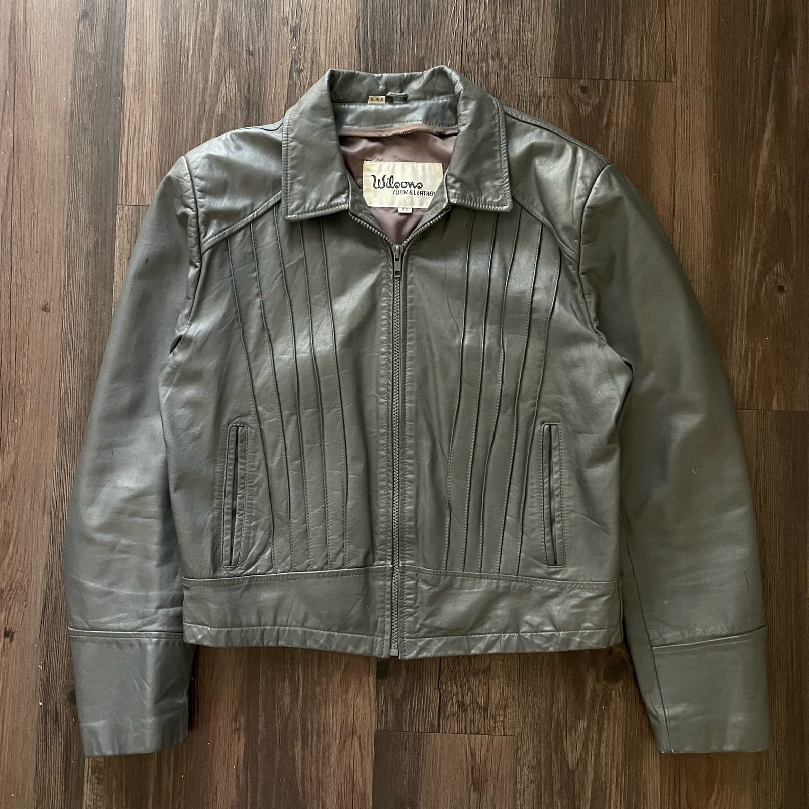 Image of Archival Clothing x Vintage Wilsons Genuine Leather Jacket Gray 1980S Fits S in Grey (Size Small)