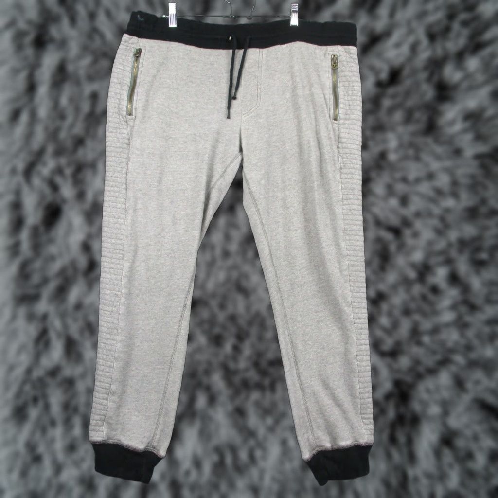 True Religion True Religion Pants Mens M Gray Hookup Swtpant Joggers Quilted Drawstring Elastic Pockets Zip Pocket 100% Cotton Size US 31 - 1 Thumbnail