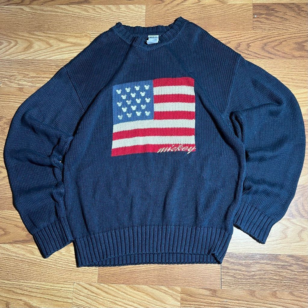 Disney Vintage Disney Mickey USA America Flag Knit Sweater Size US XXL / EU 58 / 5 - 1 Thumbnail