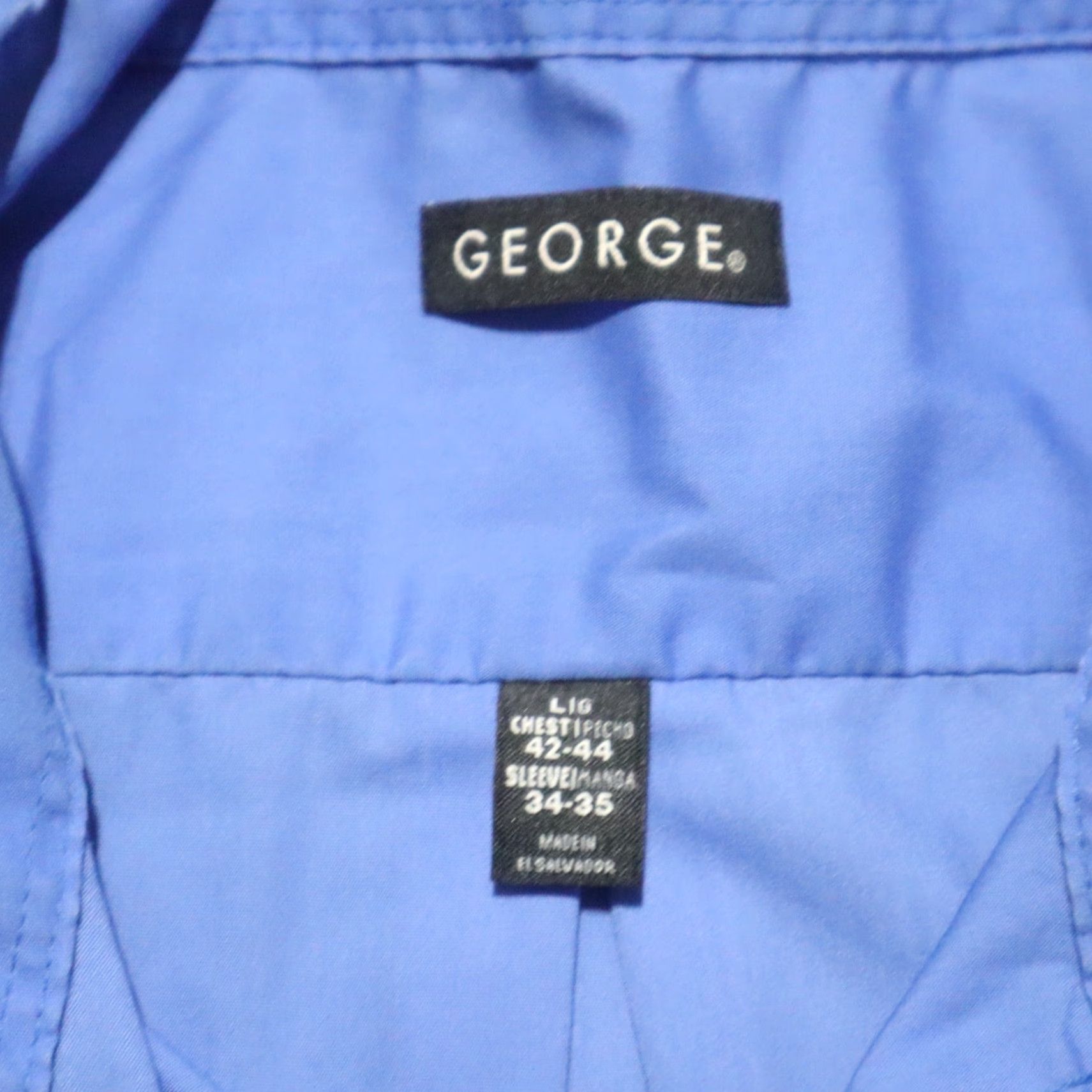 George George Shirt Men L Blue Button-Up Casual 42-44 46 in Cotton Long Sleeve Collared Vintage? No, not vintage Size US L / EU 52-54 / 3 - 3 Thumbnail