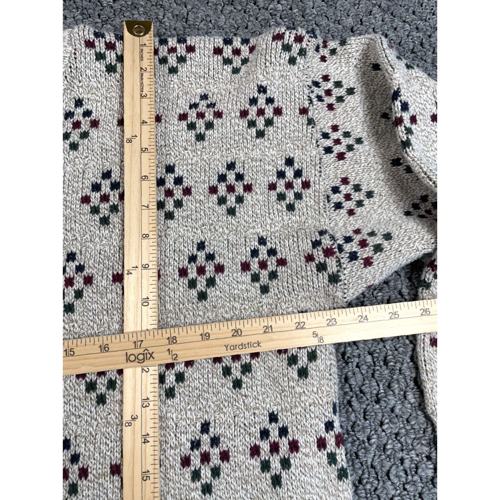 Vintage VINTAGE Towncraft 90s Geometric Pattern Sweater Adult XL Gray Chunky Knit Heavyweight Mens Size US XL / EU 56 / 4 - 6 Thumbnail