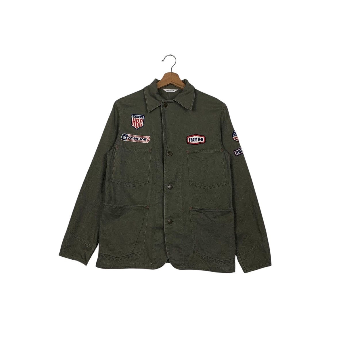 Japan Rags HEPBURN Olive Green Workwear Chore Jacket #2590-C117 Size US M / EU 48-50 / 2 - 1 Thumbnail