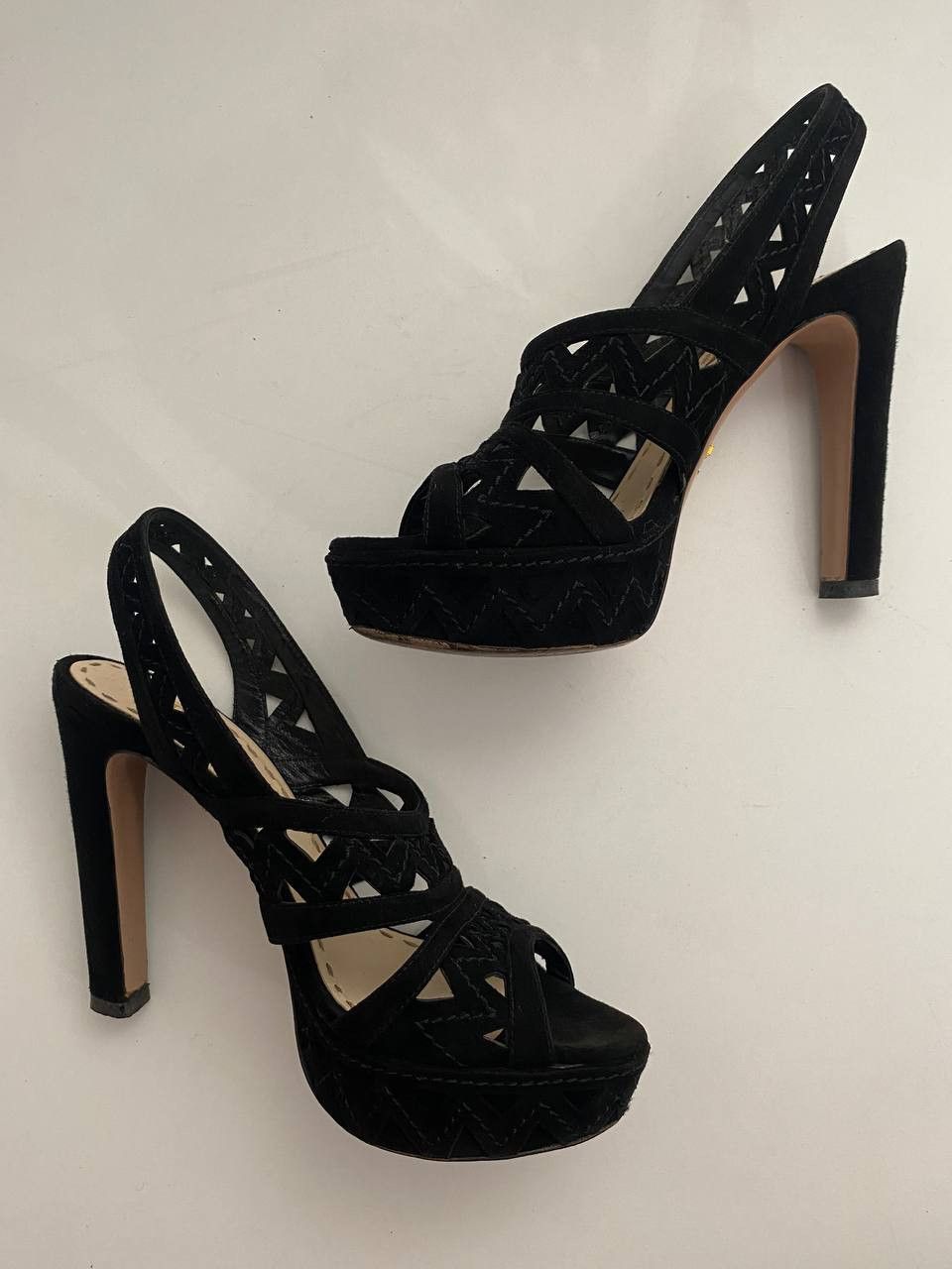 Prada Prada x Miu Miu Suede Black Slingback Strap High Heels Size US 7.5 / IT 37.5 - 7 Thumbnail