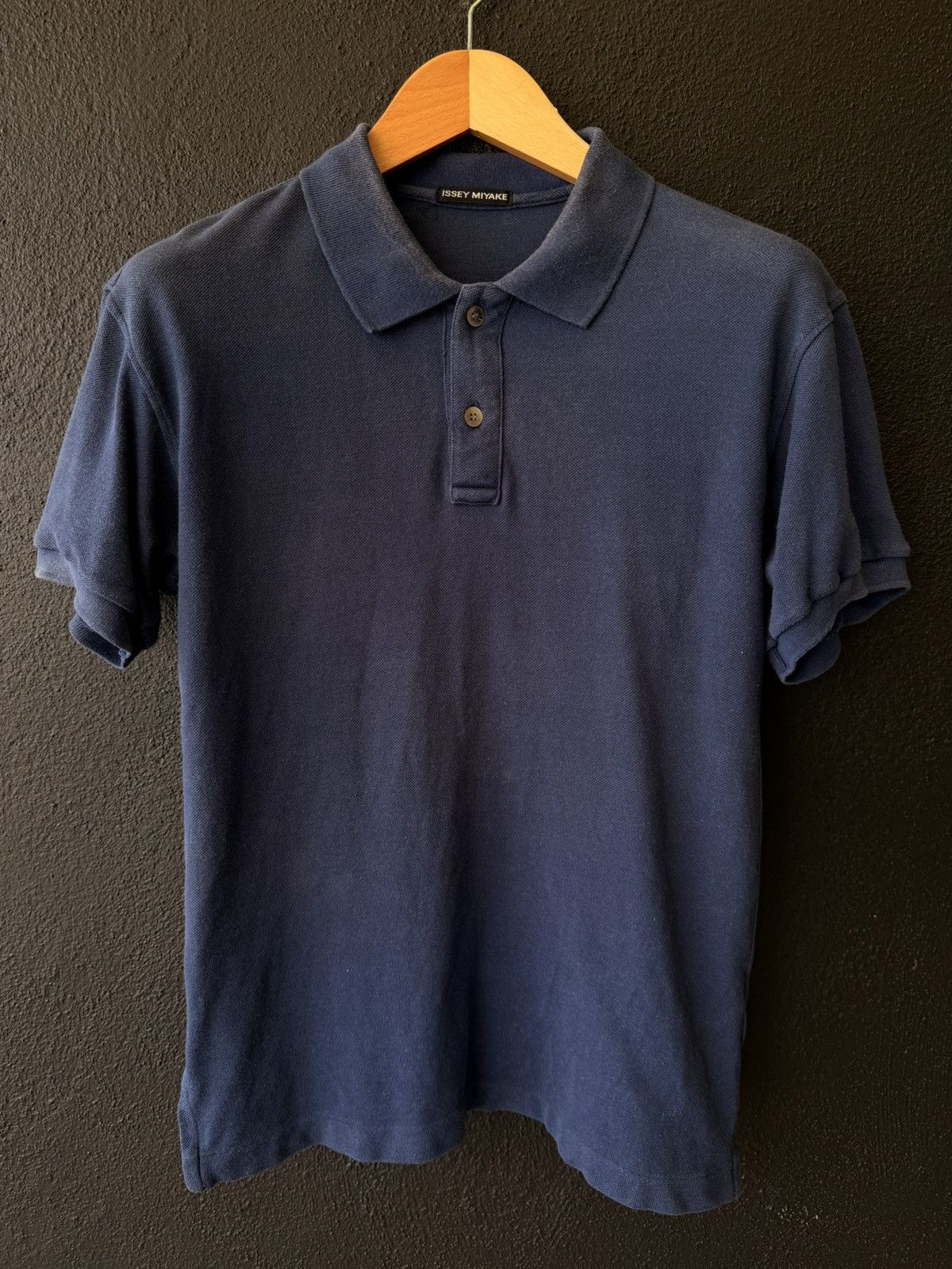 Vintage Issey Miyake Navy Blue Pique Knit Polo Shirt