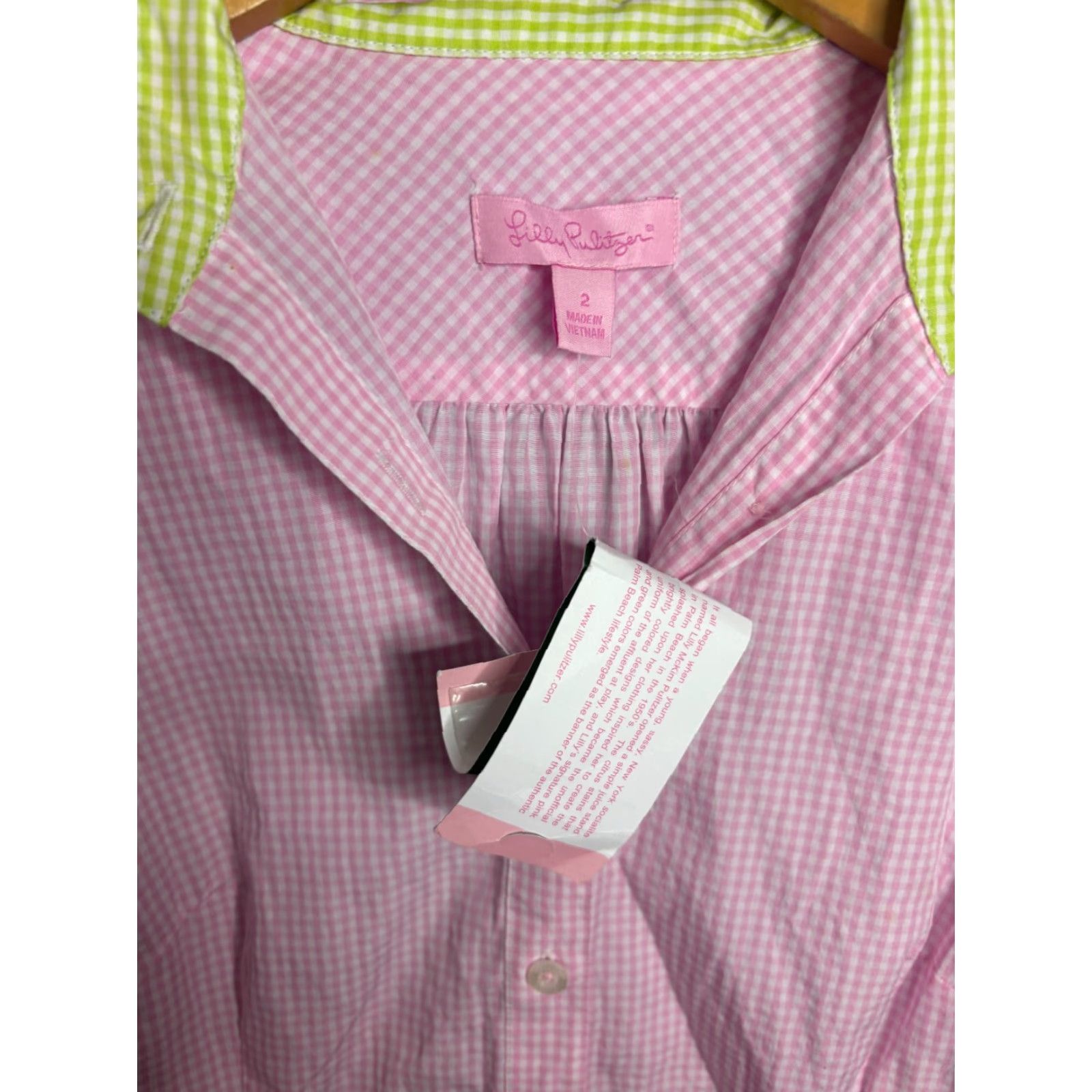 Lilly Pulitzer Lilly Pulitzer Jonni Shirt Women's Size 2 Plaid Print Short Sleeve Button 6119 Size XS / US 0-2 / IT 36-38 - 2 Thumbnail