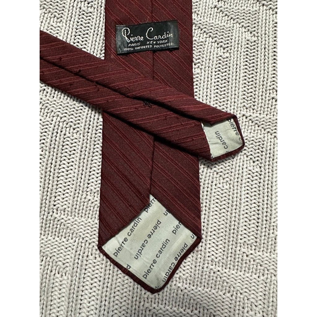 Pierre Cardin Vintage Pierre Cardin maroon monotone striped skinny tie Size ONE SIZE - 3 Thumbnail
