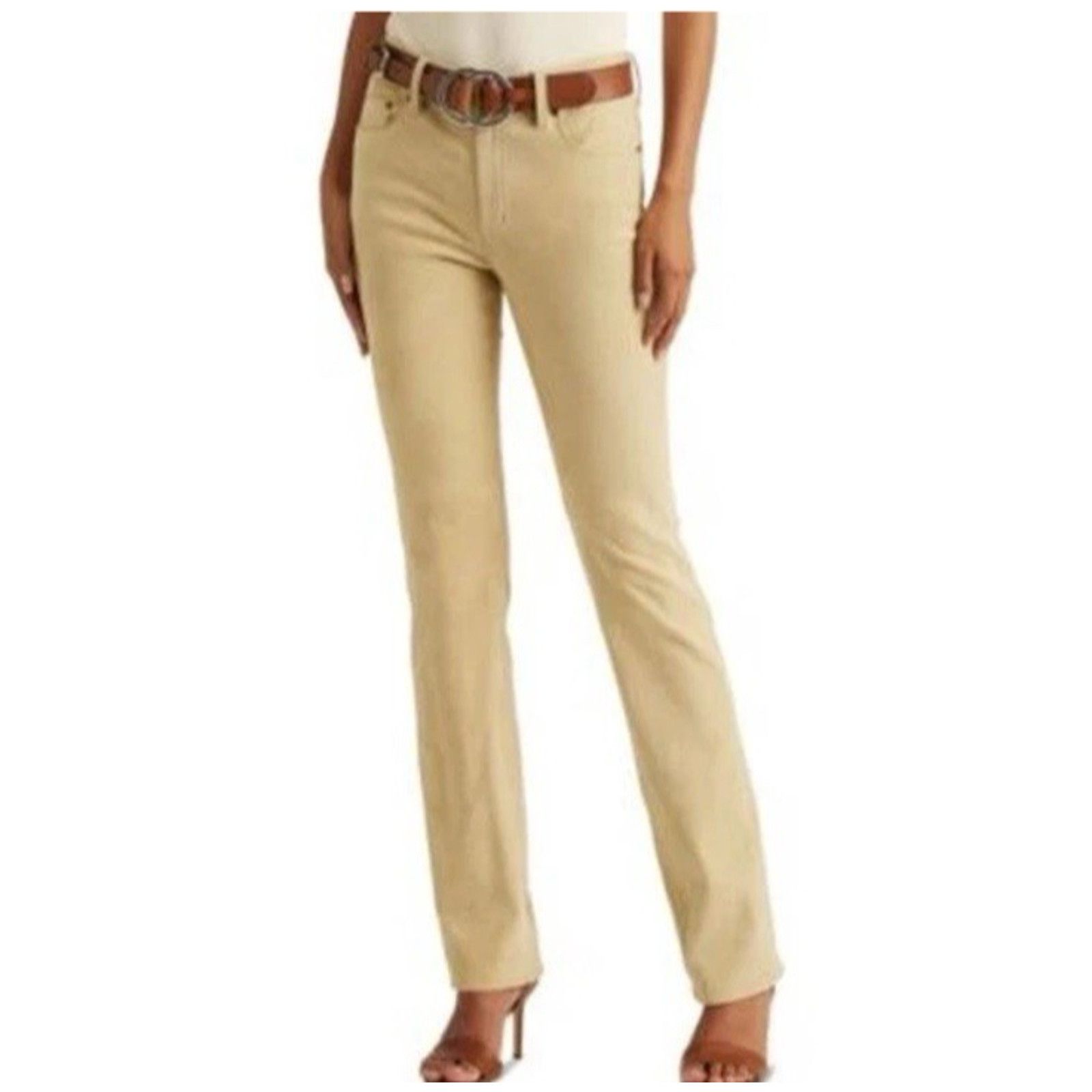 Lauren Ralph Lauren Lauren Ralph Pale Parchment High Rise Straight Leg Suede Size 30" / US 8 / IT 44 - 1 Thumbnail