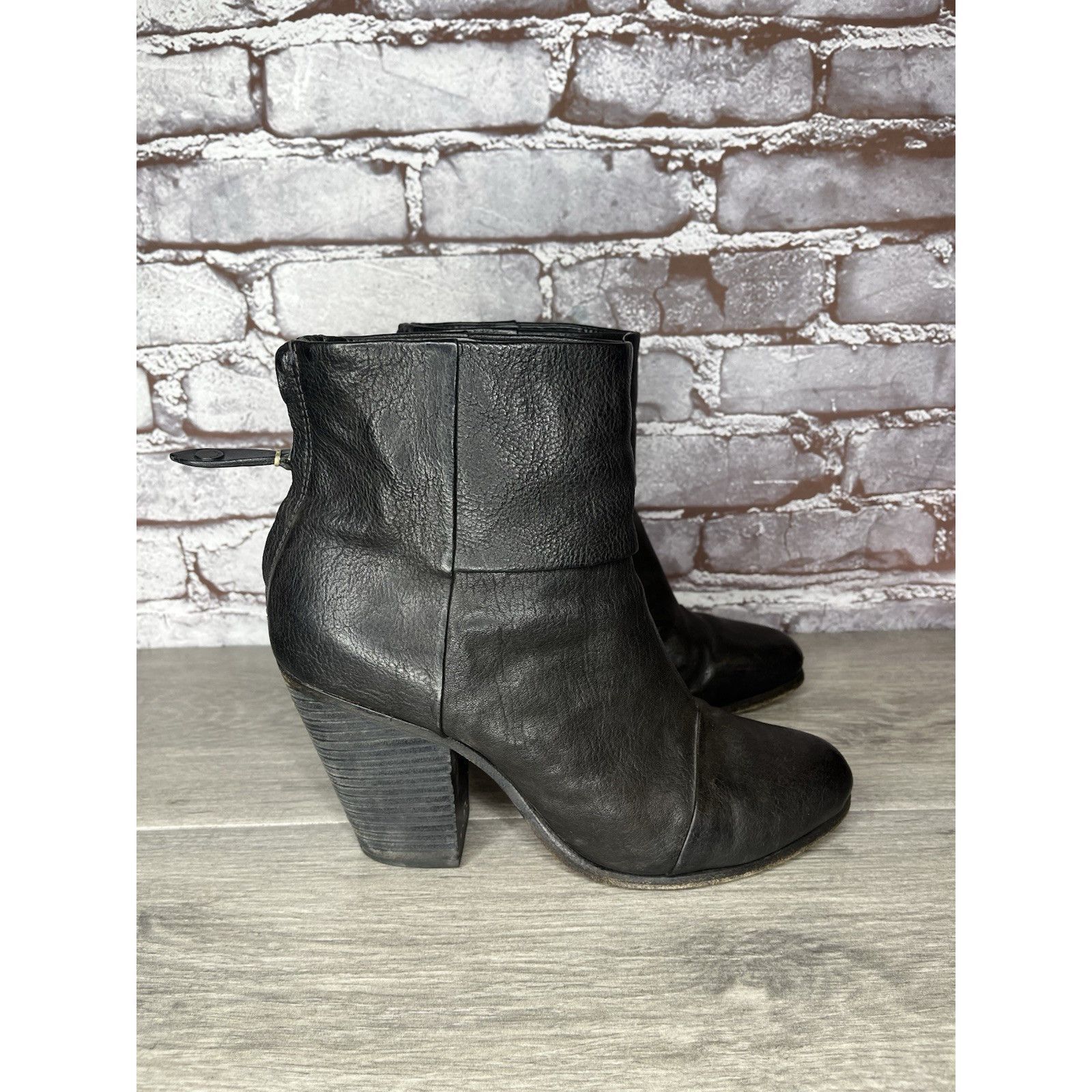 Rag & Bone Rag Bone Newbury Black Leather Stacked Heel Ankle Booties Wo Size US 8 / IT 38 - 9 Thumbnail
